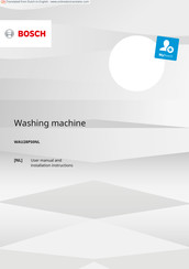 Bosch WAU28P50NL User Manual And Installation Instructions