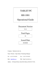 Hydration Labs RH-1001 Operational Manual