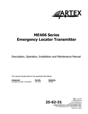 ARTEX ME406 Description, Operation, Installation And Maintenance Manual