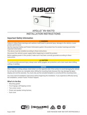 Garmin Fusion APOLLO RV-RA770 Installation Instructions Manual