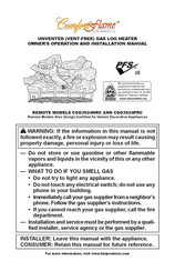FMI ComfortFlame CSG3924PRC Owner's Operation And Installation Manual