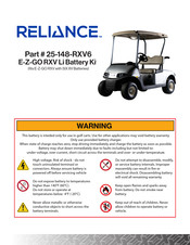 Reliance 25-148-RXV6 E-Z-GO RXV Li Battery Kit Installation Instructions Manual