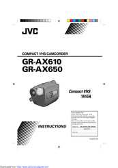 JVC GR-AX610U Instructions Manual