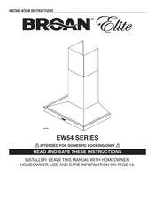 Broan Elite EW54000 Series Installation Instructions Manual