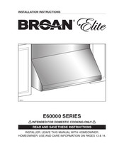 Broan Elite E60E Installation Instructions Manual