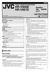 JVC HR-V600E Instructions Manual