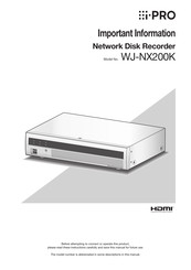 i-PRO WJ-NX200K Important Information Manual