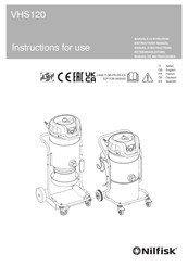 Nilfisk-Advance VHS120 Instructions For Use Manual