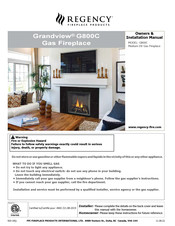 Regency Fireplace Products Grandview G800C Owners & Installation Manual