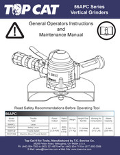 TOP CAT 56APCK General Operators Instructions And Maintenance Manual