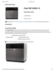 ProJet MJP 2500W Quick Start Manual