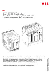 ABB Emax 2 Retrofill AKR-50-1600A Installation And Maintenance Manual