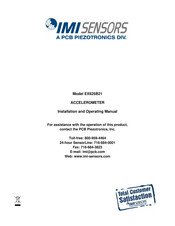 PCB Piezotronics IMI Sensors EX625B21 Installation And Operating Manual