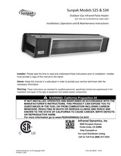 Infrared Dynamics Sunpak S25S Installation, Operation And Maintenance Instructions
