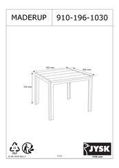 Jysk MADERUP 910-196-1030 Assembly Instructions Manual
