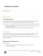 Fisher & Paykel RS4621FLJK1 Cleaning Manual