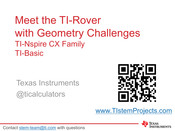 Texas Instruments TI-Rover with Geometry Challenges Manual