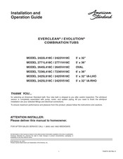 American Standard EVERCLEAN / EVOLUTION 2422V418C Installation And Operation Manual