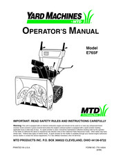 Yard Machines E765F Operator's Manual