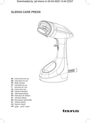 Taurus SLIDING CARE PRESS Instructions For Use Manual
