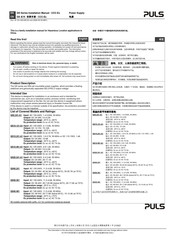 Puls QS Series Installation Manual