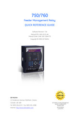 Ge Multilin 750 Quick Reference Manual
