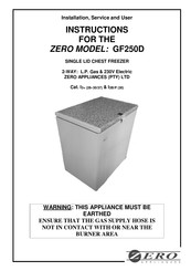 Zero Appliances GF250D Installation, Service And User