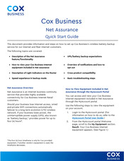 Cox Business Net Assurance Quick Start Manual