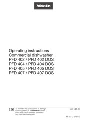 Miele PFD 407 DOS Operating Instructions Manual