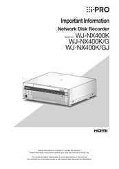i-PRO WJ-NXE40 Important Information Manual