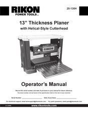 Rikon Power Tools 25-130H Operator's Manual