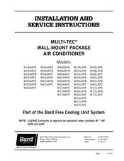Bard W72LAPB Installation And Service Instructions Manual