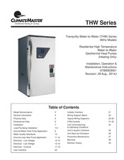 ClimateMaster THW Series Installation, Operation & Maintenance Instructions Manual