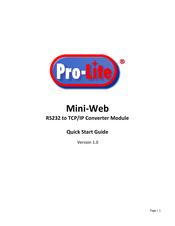Pro Lite Mini-Web Quick Start Manual