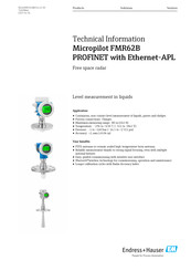 Endress+Hauser Micropilot FMR62B PROFINET with Ethernet-APL Technical Information