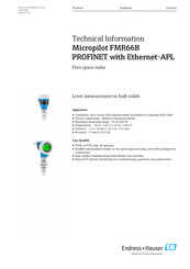 Endress+Hauser Micropilot FMR66B PROFINET with Ethernet-APL Technical Information
