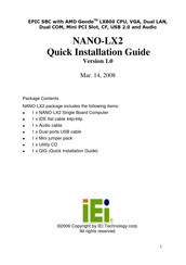 IEI Technology NANO-LX2 Quick Installation Manual
