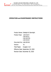 Lonako LNK-NS-R Operation And Maintenance Instruction