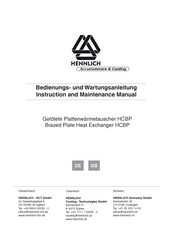 Hennlich HCBP Instruction And Maintenance Manual