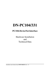 ESD DN-PC104/331 Hardware Installation And Technical Data