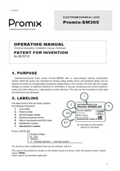 PROMIX SM305 Operating Manual