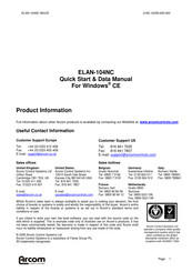Arcom ELAN-104NC Quick Start Manual