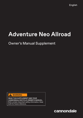 Cannondale Adventure Neo Allroad 2023 Owner's Manual Supplement