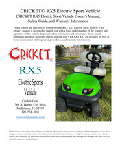 Cricket ESV Owner's Manual, Safety Manual, And Warranty Information