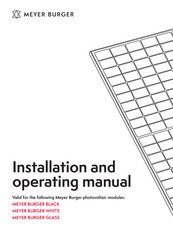 Meyer Burger WHITE Installation And Operating Manual