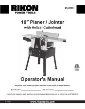 Rikon Power Tools 25-010H Operator's Manual
