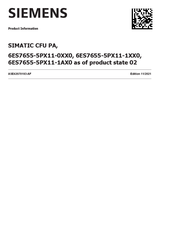 Siemens SIMATIC CFU PA 6ES7655-5PX11-0XX0 Product Information