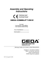 Geda COMBILIFT 250 Z Assembly And Operating Instructions Manual