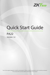 ZKTeco PA22 Quick Start Manual