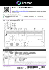 Kramer MTX3-34-M Quick Start Manual